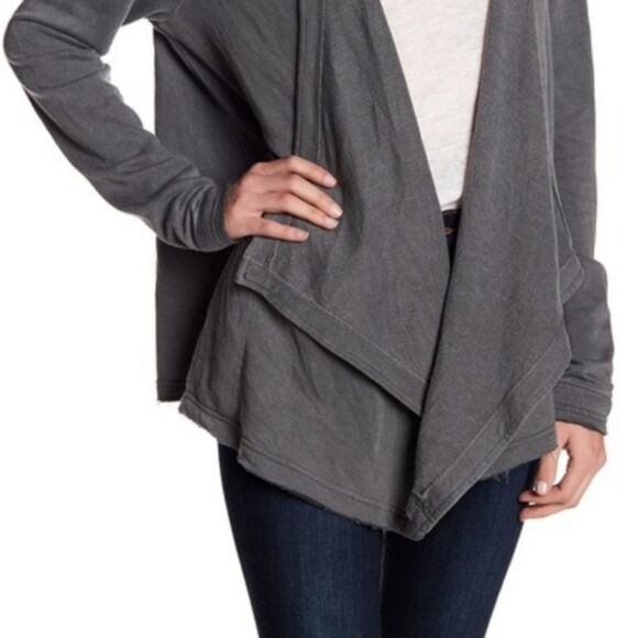 SUSINA Gray Drape Knit Hooded Cardigan size M - Picture 2 of 7